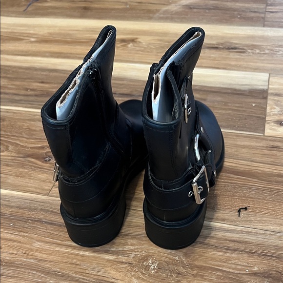 Universal Thread Black Moto Biker Boots with Silver Buckles - Picture 5 of 5